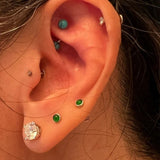 16G Turquoise Howlite Natural Stone Internally Threaded Surgical Steel Barbell Curve Eyebrow Ring 16G (1.2mm) Piercing