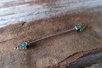 Turquoise Bronze Arrow Surgical Steel 316L Barbell Industrial 14G (1.6mm) Piercing