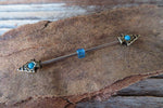 Turquoise Bronze Arrow Surgical Steel 316L Barbell Industrial 14G (1.6mm) Piercing