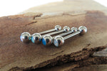 Blue Opalite 100% Surgical Steel 316L Barbell Tongue Ring 14G (1.6mm) Piercing