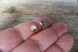 Blue Gold IP Opalite 100% Surgical Steel 316L Barbell Tongue Ring 14G (1.6mm) Piercing