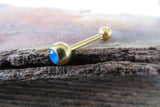 Blue Gold IP Opalite 100% Surgical Steel 316L Barbell Tongue Ring 14G (1.6mm) Piercing