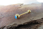 Blue Gold IP Opalite 100% Surgical Steel 316L Barbell Tongue Ring 14G (1.6mm) Piercing