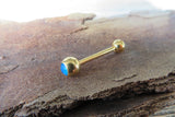 Blue Gold IP Opalite 100% Surgical Steel 316L Barbell Tongue Ring 14G (1.6mm) Piercing