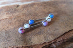 16G 14G Blue Fire Opal Pronged Internally Threaded Steel Barbell Bridge Nipple Ring Cartilage Helix 16G (1.2mm) 14G (1.6mm) Piercing