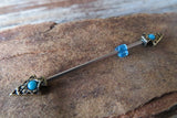 Turquoise Bronze Arrow Surgical Steel 316L Barbell Industrial 14G (1.6mm) Piercing