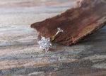 Floating Gold IP Crystals Minimalist Custom Lengths Crystal Flower Gems Belly Ring 14g VCH Internally Threaded Piercing