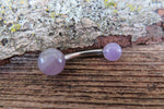THICK 12G or 10G Green Aventurine Natural Stone Belly Ring Curve 12G (2.0mm) 10G (2.5mm) VCH Piercing 6mm & 8mm Balls