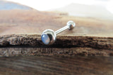 Blue Opalite 100% Surgical Steel 316L Barbell Tongue Ring 14G (1.6mm) Piercing