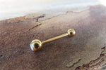 Blue Gold IP Opalite 100% Surgical Steel 316L Barbell Tongue Ring 14G (1.6mm) Piercing