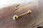 Blue Gold IP Opalite 100% Surgical Steel 316L Barbell Tongue Ring 14G (1.6mm) Piercing