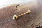 Blue Gold IP Opalite 100% Surgical Steel 316L Barbell Tongue Ring 14G (1.6mm) Piercing