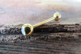 Blue Gold IP Opalite 100% Surgical Steel 316L Barbell Tongue Ring 14G (1.6mm) Piercing