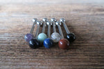 12G THICK Rose Quartz Natural Stone Barbell Tongue Ring 12G (2.0mm) Piercing