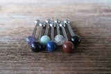 12G THICK Rose Quartz Natural Stone Barbell Tongue Ring 12G (2.0mm) Piercing