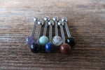 12G THICK Amethyst Natural Stone Barbell Tongue Ring 12G (2.0mm) Piercing