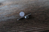 12G THICK Rose Quartz Natural Stone Barbell Tongue Ring 12G (2.0mm) Piercing