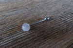 12G THICK Rose Quartz Natural Stone Barbell Tongue Ring 12G (2.0mm) Piercing