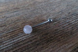 12G THICK Rose Quartz Natural Stone Barbell Tongue Ring 12G (2.0mm) Piercing