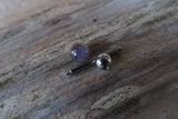 12G THICK Amethyst Natural Stone Barbell Tongue Ring 12G (2.0mm) Piercing