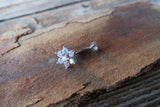 Floating Gold IP Crystals Minimalist Custom Lengths Crystal Flower Gems Belly Ring 14g VCH Internally Threaded Piercing