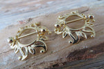 Gold Ion Plated Sun Burst 14G Nipple Shields Pair