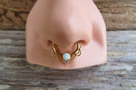 Gold Ion Plated Lacey White Fire Opal Septum or Daith 16G Piercing