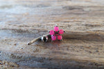 Blue Flower Glitter Crystal Vertical Lip Curve Eyebrow Rook Bar Ring 16g (1.2mm) Piercing