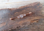 Custom Lengths Crystal Rose Gold Ion Plated Triple Sun Surgical Steel 316L Barbell Industrial Small Balls 14G (1.6mm) Piercing