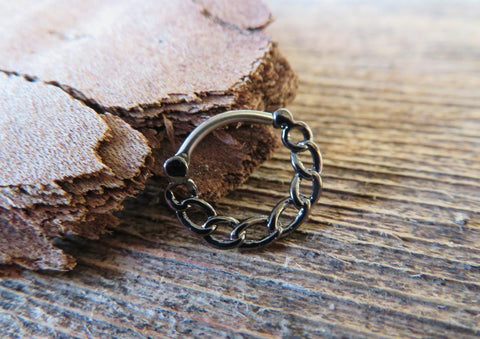Hematite Ion Plated Chain Septum or Daith 16G Piercing
