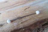 White Opal 100% Surgical Steel Industrial Scaffold Barbell 14G (1.6mm) Piercing