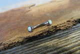 White Fire Opal Minimalist Petite Custom Lengths Belly Ring 14g VCH Internally Threaded Piercing