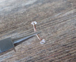 Gold IP Minimalist Crystal Gems Belly Ring 14g Internally Threaded Piercing
