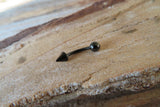 Black IP Spike Vertical Lip 16G 100% Surgical Steel Curve Eyebrow Rook Barbell Ring Lip Piercing