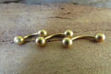 Vertical Lip Aurora Borealis Matte Gold IP Surgical Steel Curve Eyebrow Rook Barbell Ring 16g (1.2mm) Lip Piercing