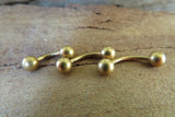 Vertical Lip Matte Gold IP Surgical Steel Curve Eyebrow Rook Barbell Ring 16g (1.2mm) Lip Piercing
