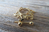 Gold Ion Plated Sun Burst 14G Nipple Shields Pair