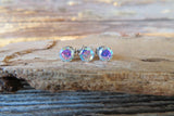 Set of Three Aurora Borealis Crystal 100% Surgical Steel 20g (.81mm) Stud Post Earlobe Cartilage Earring Piercing 3mm 4mm 5mm