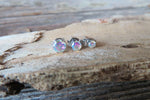 Set of Three Aurora Borealis Crystal 100% Surgical Steel 20g (.81mm) Stud Post Earlobe Cartilage Earring Piercing 3mm 4mm 5mm