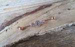 Custom Lengths Crystal Rose Gold Ion Plated Triple Sun Surgical Steel 316L Barbell Industrial Small Balls 14G (1.6mm) Piercing