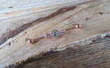 Custom Lengths Crystal Rose Gold Ion Plated Triple Sun Surgical Steel 316L Barbell Industrial Small Balls 14G (1.6mm) Piercing