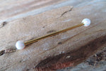 White Opal 100% Surgical Steel Industrial Scaffold Barbell 14G (1.6mm) Piercing