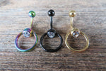 Floating Reverse Gold IP Knocker Belly Ring 14g (1.6mm) Piercing VCH Piercing