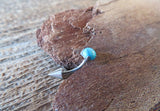 Spike Vertical Lip Natural Turquoise Howlite Stone 16G 100% Surgical Steel Curve Eyebrow Rook Barbell Ring Lip Piercing