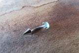 Spike Vertical Lip Natural Green Aventurine Stone 16G 100% Surgical Steel Curve Eyebrow Rook Barbell Ring Lip Piercing