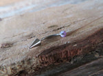 Blue Fire Opal Spike Vertical Lip Internally Threaded Surgical Steel Barbell Curve Eyebrow Ring 16G (1.2mm) Piercing