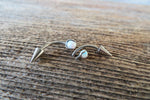 Blue Fire Opal Spike Vertical Lip Internally Threaded Surgical Steel Barbell Curve Eyebrow Ring 16G (1.2mm) Piercing