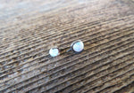 White Fire Opal Spike Vertical Lip Internally Threaded Surgical Steel Barbell Curve Eyebrow Ring 16G (1.2mm) Piercing