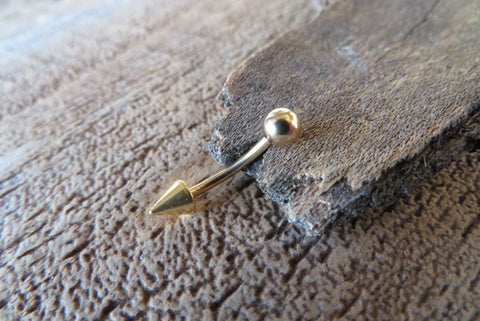 Gold IP Spike Vertical Lip 16G 100% Surgical Steel Curve Eyebrow Rook Barbell Ring Lip Piercing