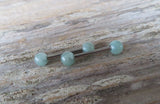 Minimalist Surgical Steel Green Aventurine Natural 5mm Stone Barbell Nipple Rings Industrial 14G (1.6mm) Piercing